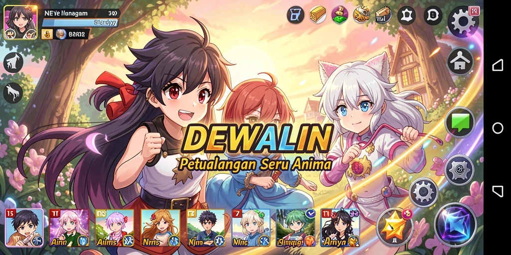 Tampilan gameplay DEWALIN yang memukau dan penuh warna.