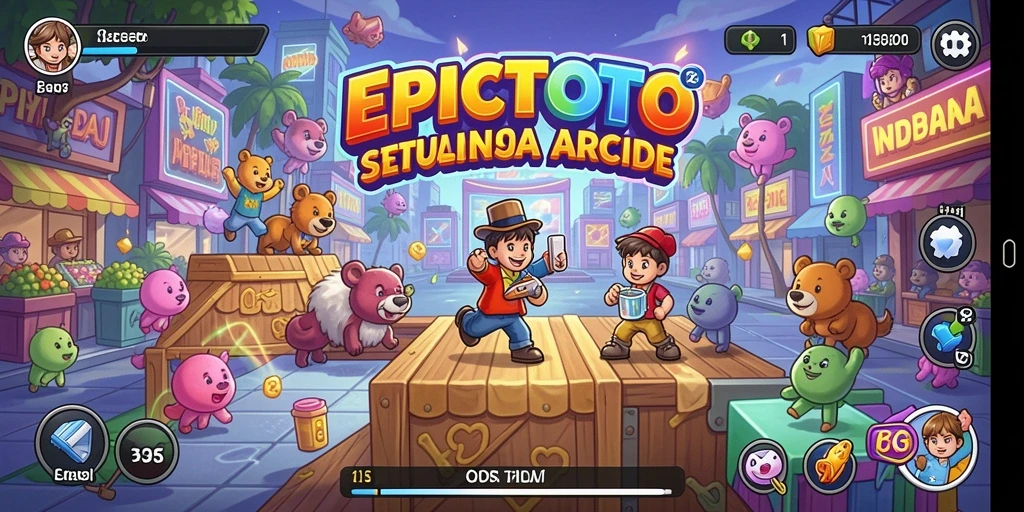 Tangkapan layar gameplay EPICTOTO yang penuh warna dan dinamis.