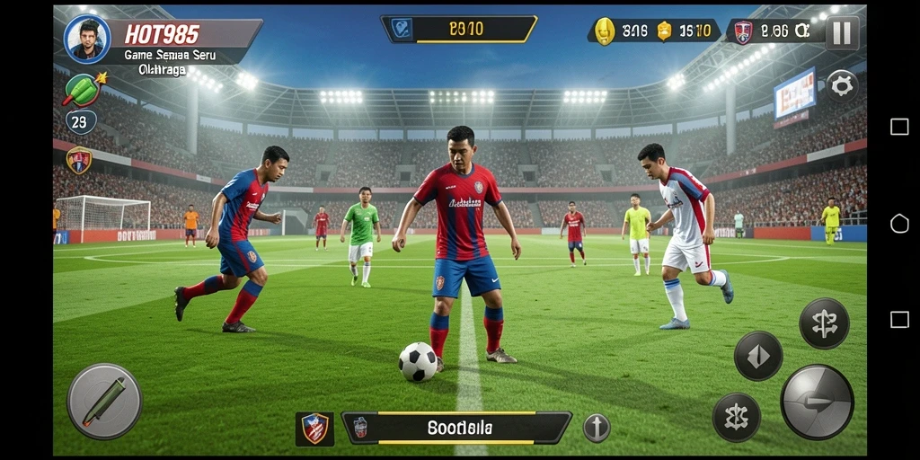 Tampilan gameplay interaktif dari game Sepak Bola HOT985.