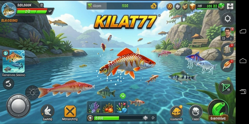 Gameplay KILAT77 menampilkan momen seru saat memancing.