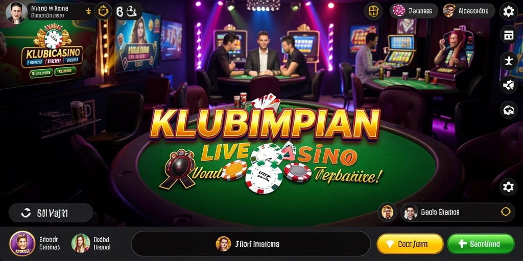 Screenshot gameplay menunjukkan suasana kasino yang nyata dan interaksi dealer langsung.