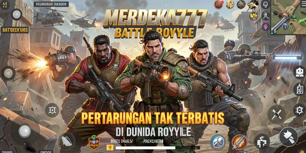 Tangkapan layar gameplay intens dalam MERDEKA777 Battle Royale.