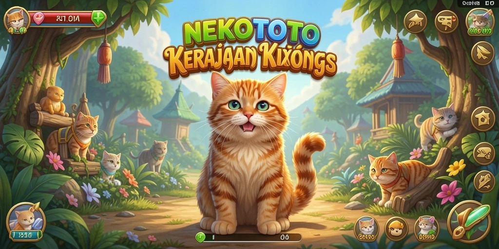 Screenshot gameplay NEKOTOTO menampilkan kucing-kucing lucu dalam aksi.