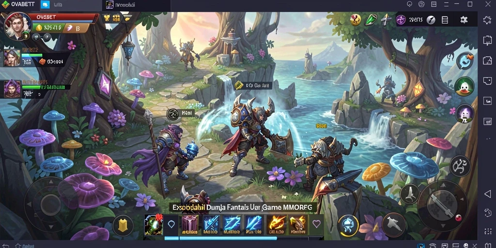 Tangkapan layar gameplay OVABET menampilkan karakter berpetualang di dunia MMORPG.