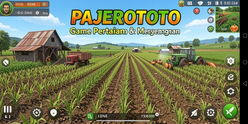 Screenshot PAJEROTOTO menampilkan aktivitas bertani yang seru dan interaktif.