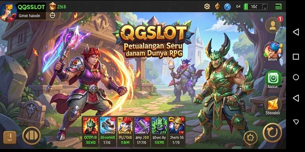 Screenshot menunjukkan gameplay seru di dunia RPG QQSLOT.