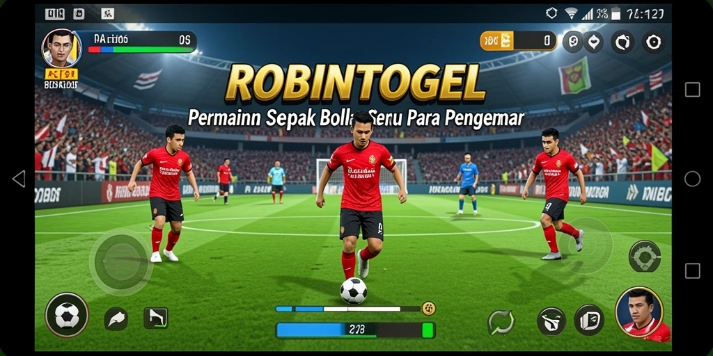 Tampilan menarik dari gameplay <strong>ROBINTOGEL</strong> yang menunjukkan aksi sepak bola seru.