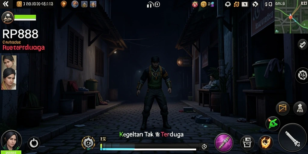 Tampilan gameplay menegangkan dari RP888 saat mencari jalan keluar dari kegelapan.