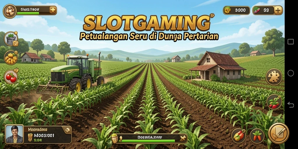 Tampilan screenshot SLOTGAMING yang menampilkan aktivitas bertani.