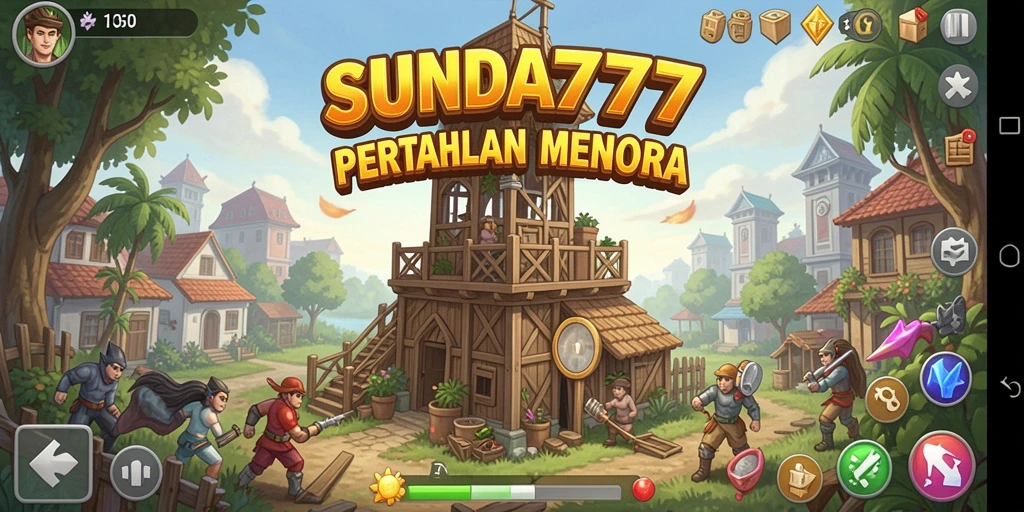 Gameplay SUNDA777 menunjukkan pertempuran menara yang epik.