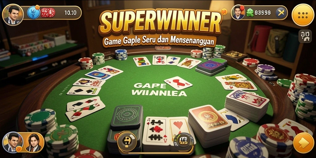 Tampilan gameplay Gaple yang menarik dalam SUPERWINNER.